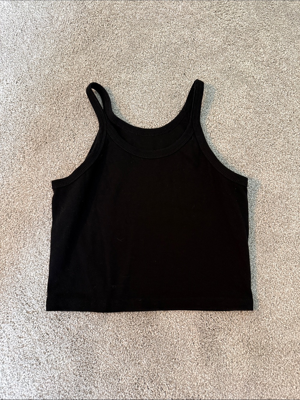 Black Ribbed Tank Top - Women